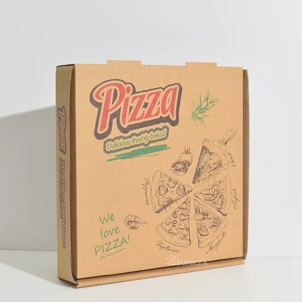 Pizza Boxes photographed at an angle to show the board thickness