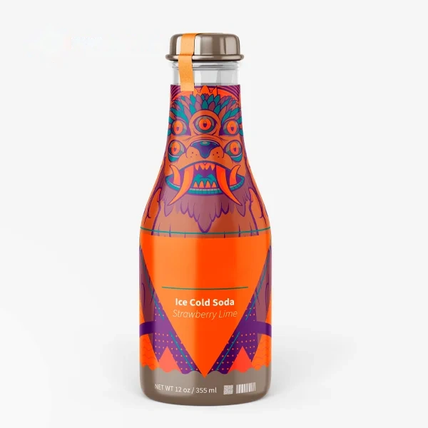 A stack of 12 oz bottle labels in a custom size