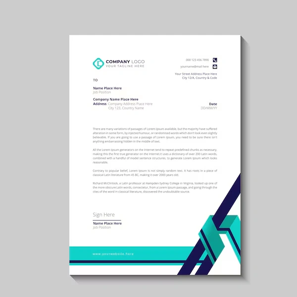 2 Color Letterhead — custom stationery by Packmio 2 Color Letterhead opened to show the inside print and construction