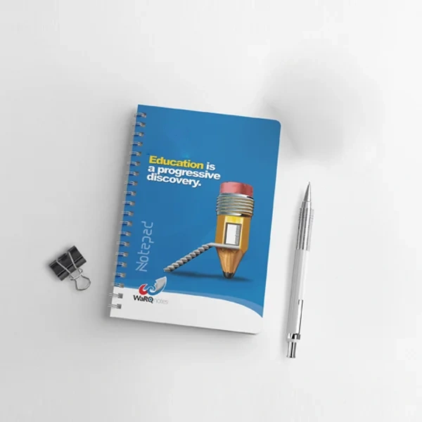 5 5 x 8 5 Notepad opened to show the inside print and construction