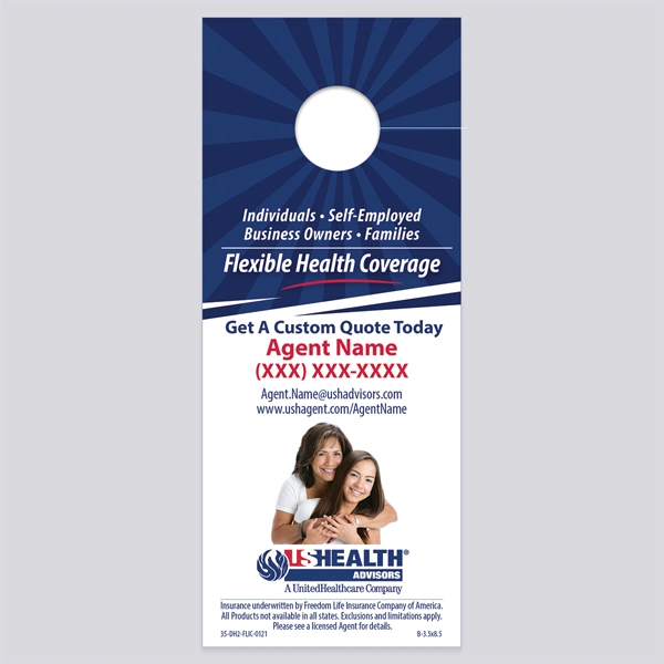 5 x 8 Door Hanger photographed at an angle to show the board thickness