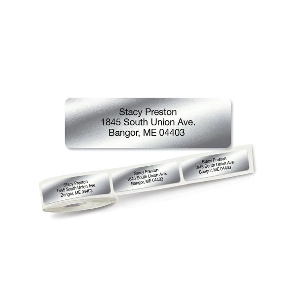 Address Labels — custom labels by Packmio Address Labels photographed at an angle to show the board thickness