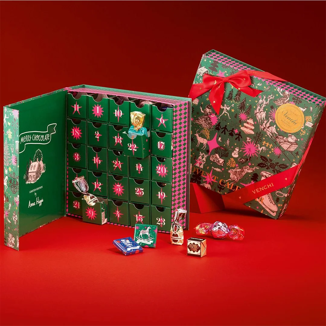 Advent Calendar Boxes shown closed, printed to a customer's own artwork