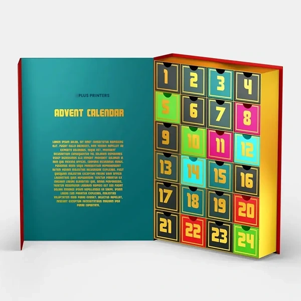 Advent Calendar Boxes beside the product it was made to hold