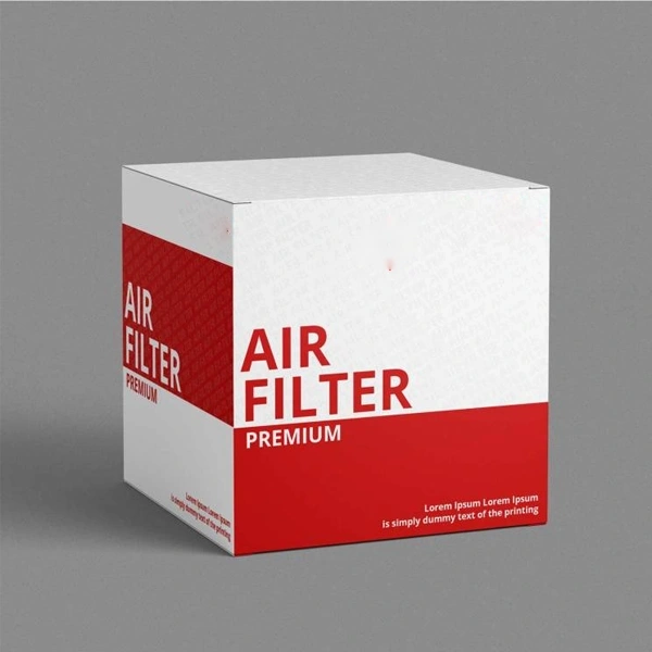Air Filter Boxes — custom automotive packaging by Packmio Air Filter Boxes photographed at an angle to show the board thickness