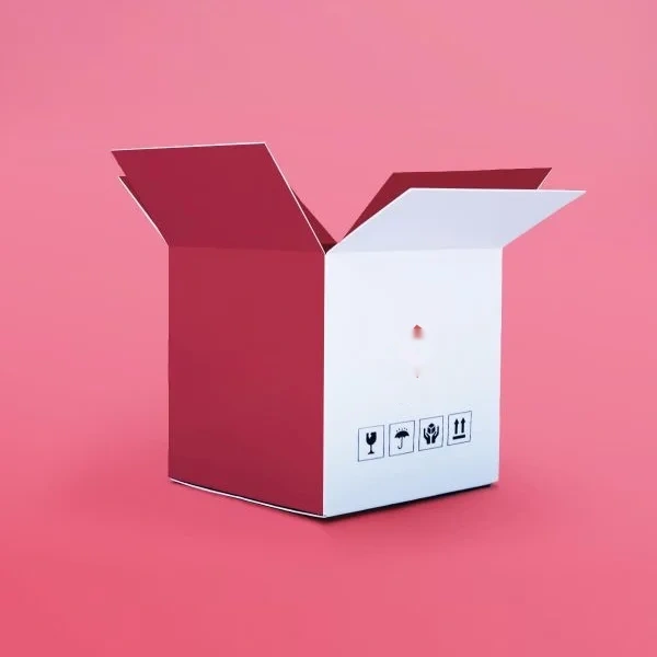 Flat view of art print shipping boxes before assembly