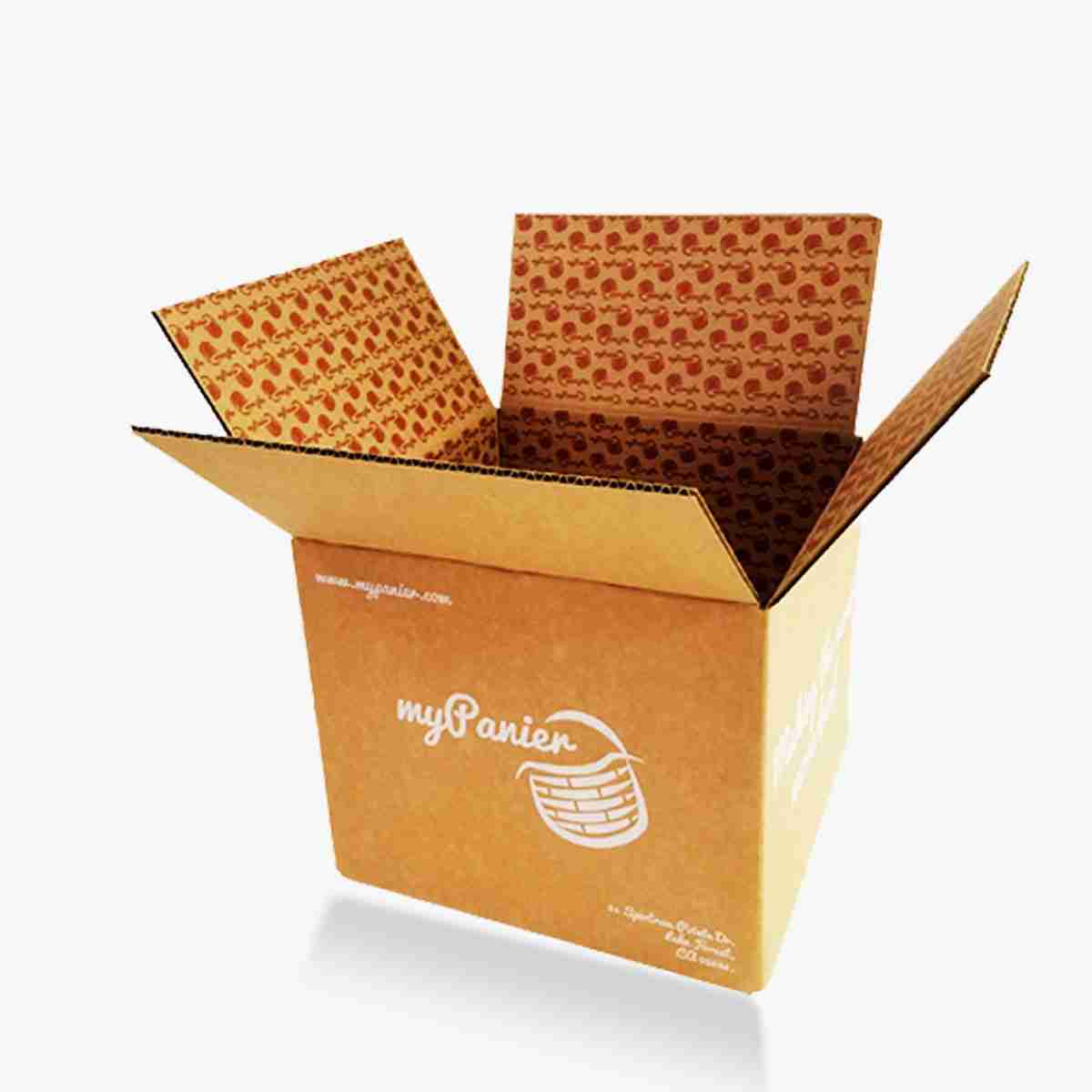Shipping Boxes — custom shipping boxes by Packmio Flat view of shipping boxes before assembly