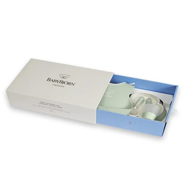 Baby Bibs Boxes — custom baby packaging by Packmio Baby Bibs Boxes shown closed, printed to a customer's own artwork