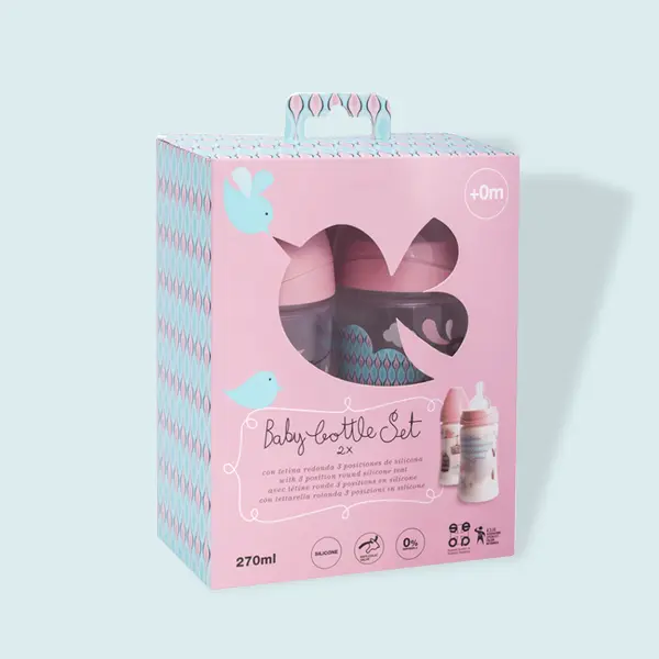 Baby Bottle Boxes — custom baby packaging by Packmio A stack of baby bottle boxes in a custom size