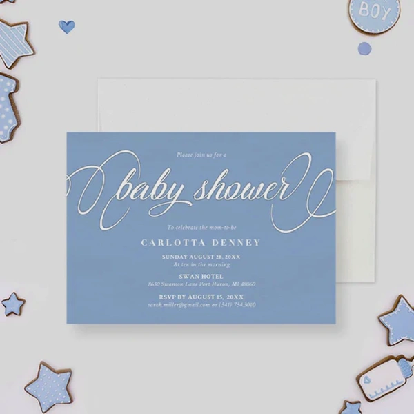 Baby Shower Invitation Cards — custom greeting cards by Packmio Close detail of the print finish on baby shower invitation cards