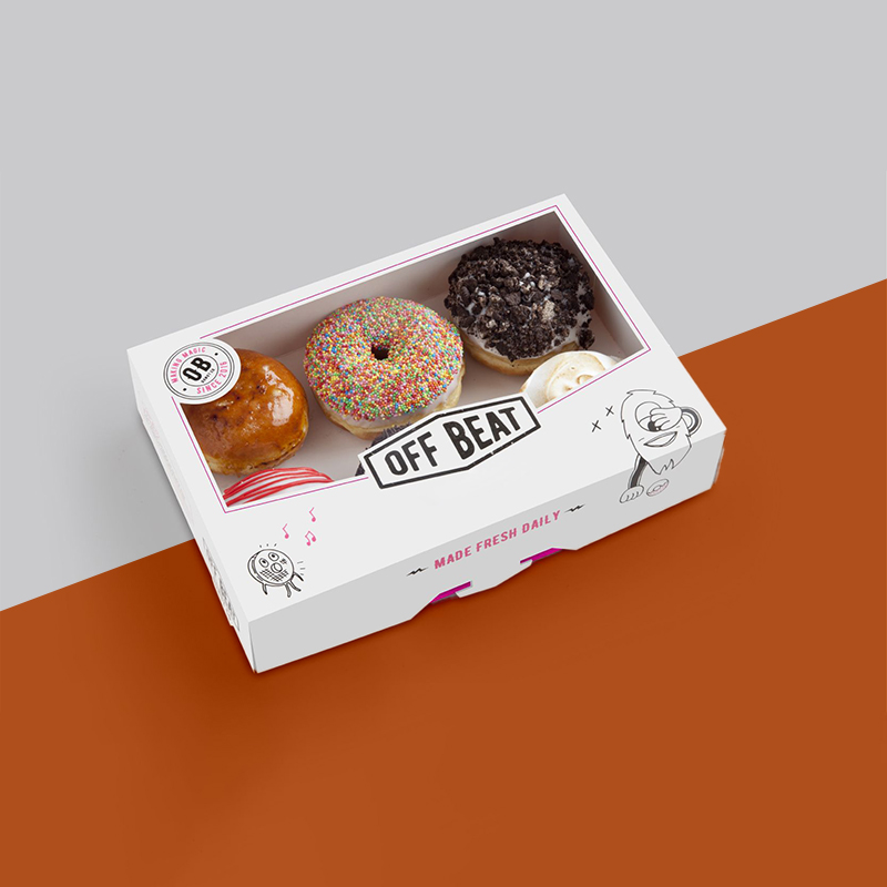 Bakery Boxes opened to show the inside print and construction