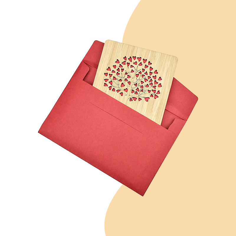 Bamboo Envelopes photographed at an angle to show the board thickness