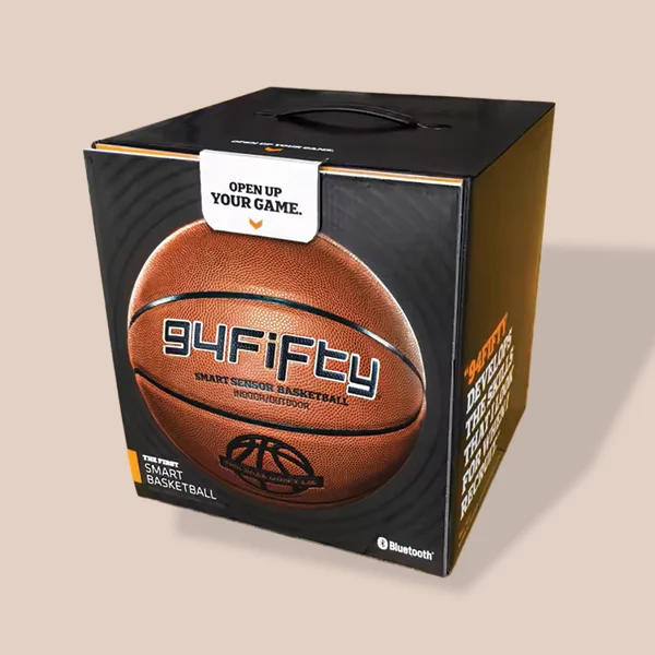 Basketball Boxes — custom sports packaging by Packmio Basketball Boxes photographed at an angle to show the board thickness