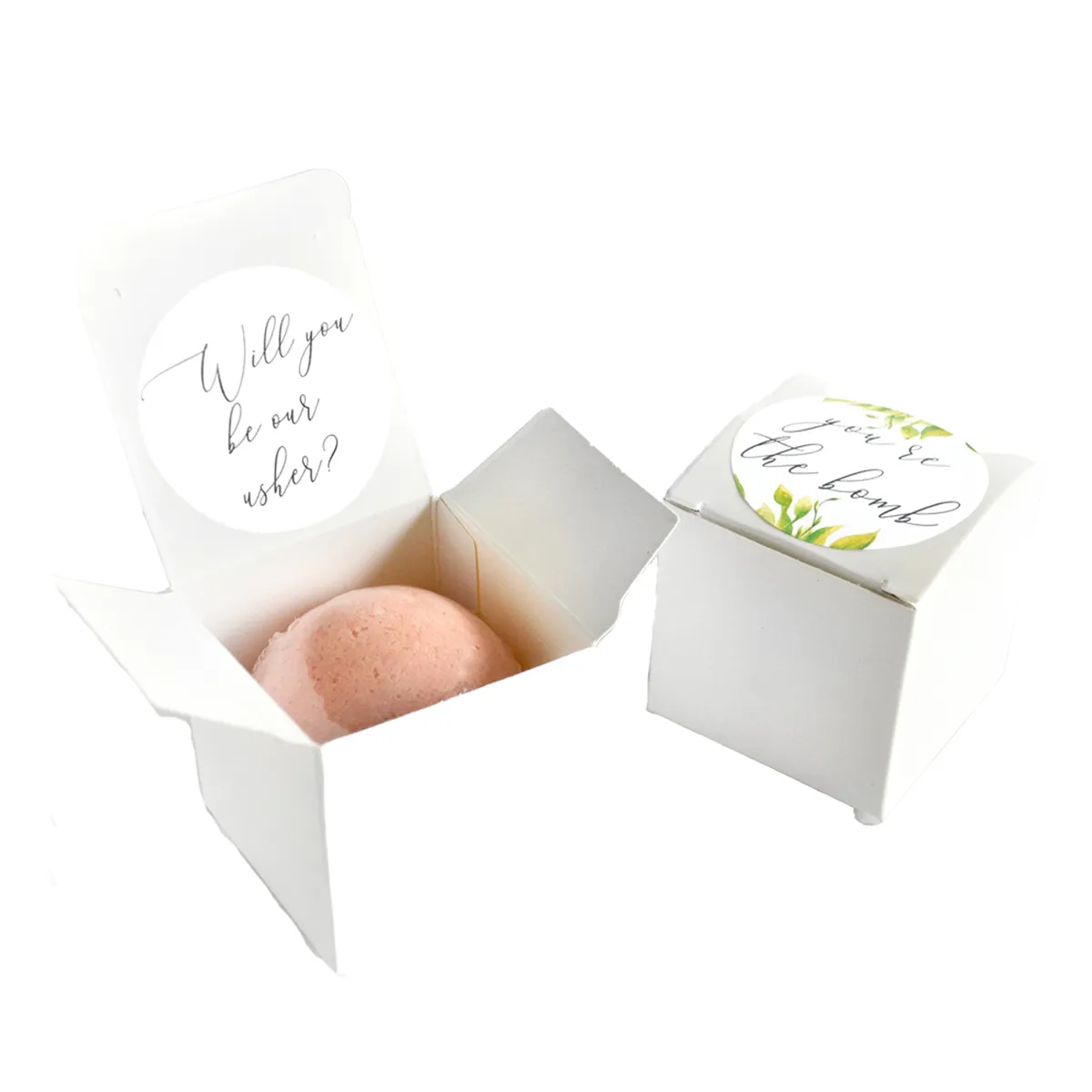 Bath Bomb Boxes opened to show the inside print and construction