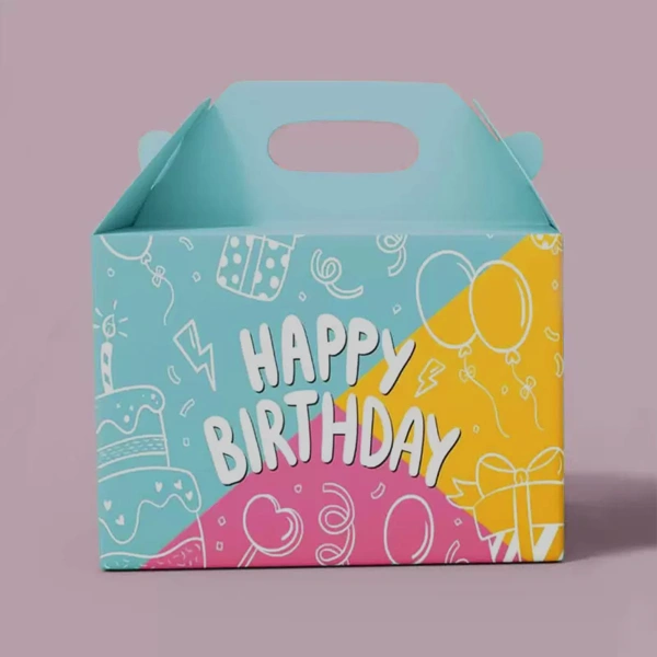 Birthday Boxes — custom gift boxes by Packmio Close detail of the print finish on birthday boxes