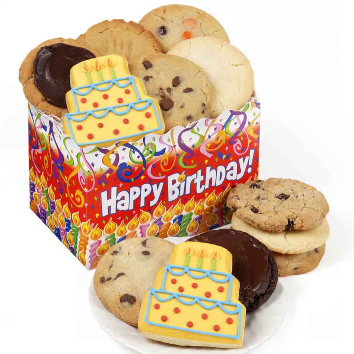 A stack of birthday cookie boxes in a custom size