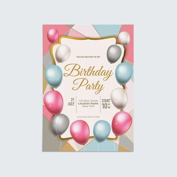 Birthday Invitation Cards opened to show the inside print and construction