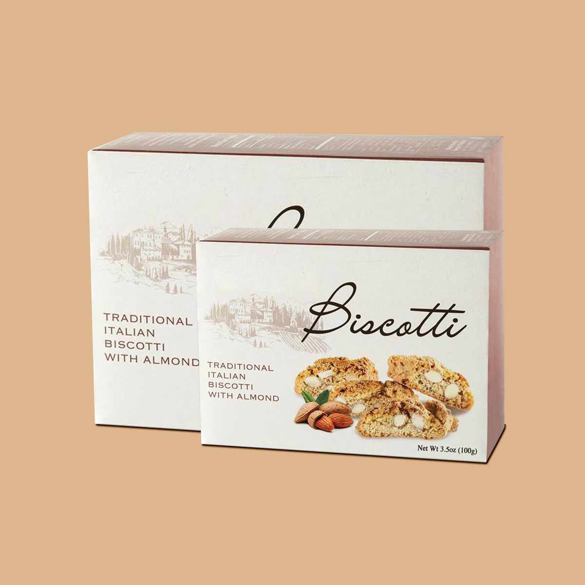 Biscotti Boxes photographed at an angle to show the board thickness