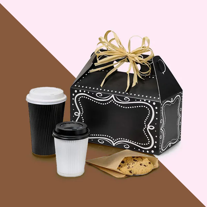 Black Gable Boxes — custom paper bags by Packmio Black Gable Boxes in use, packed and ready to ship