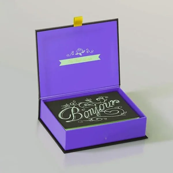Close detail of the print finish on rigid boxes