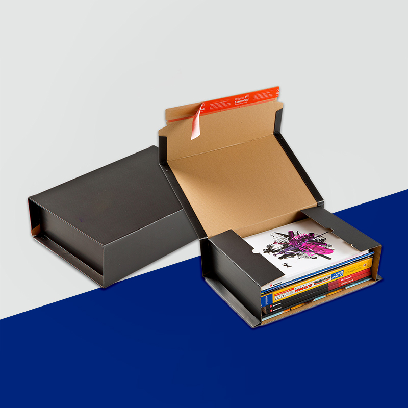 Booklet Box with Inserts photographed at an angle to show the board thickness