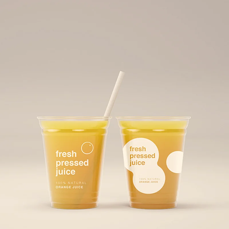 Branded Juice Cups in use, packed and ready to ship