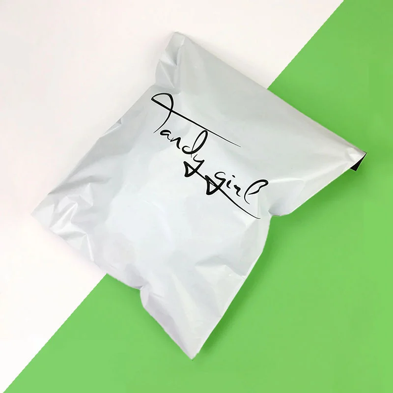 Branded Poly Mailers beside the product it was made to hold