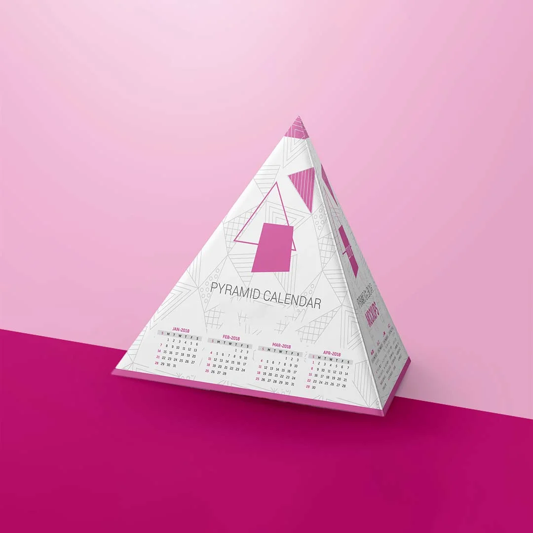 Branded Pyramids Boxes opened to show the inside print and construction