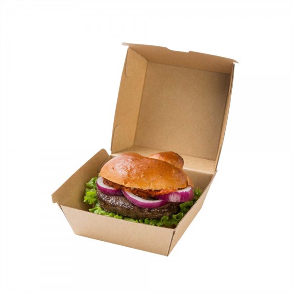 Burger Parcel Boxes photographed at an angle to show the board thickness