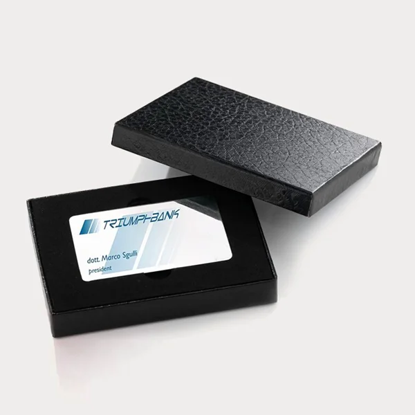 Business Card Packaging beside the product it was made to hold