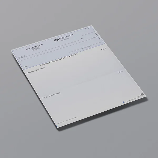 Business Forms opened to show the inside print and construction