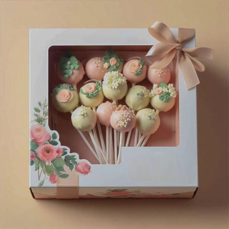 Cake Pop Boxes — custom cake boxes by Packmio Close detail of the print finish on cake pop boxes