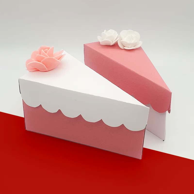 Cake Slice Boxes — custom cake boxes by Packmio Close detail of the print finish on cake slice boxes
