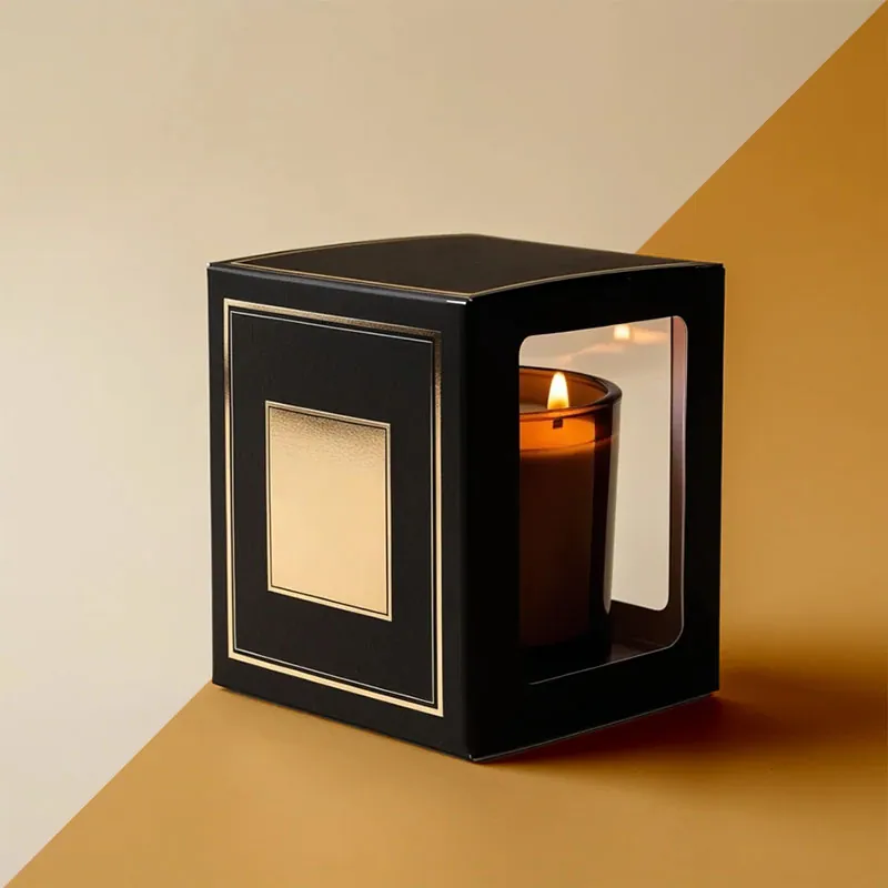 Candle Boxes with Window beside the product it was made to hold