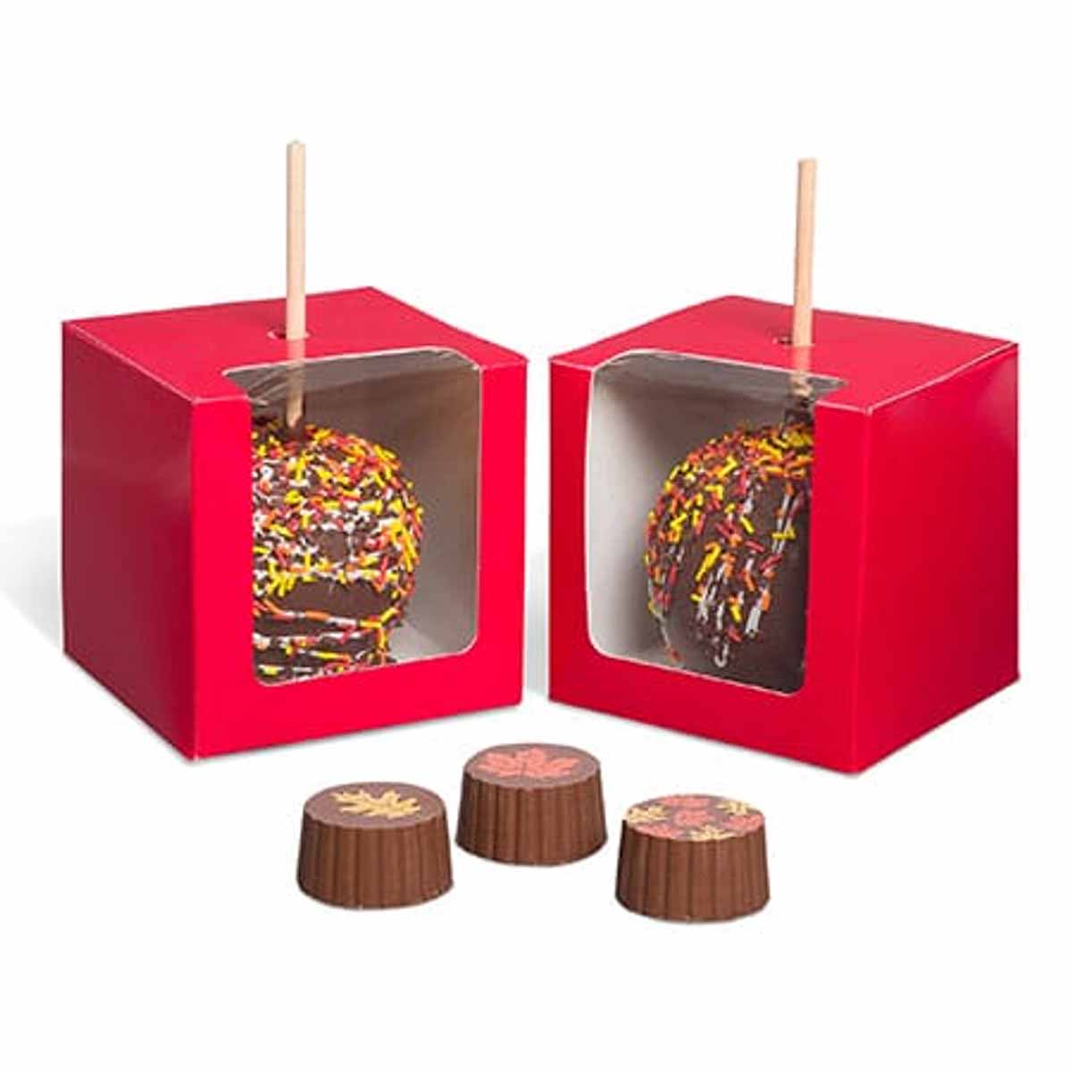 Candy Apple Boxes — custom candy boxes by Packmio Candy Apple Boxes photographed at an angle to show the board thickness