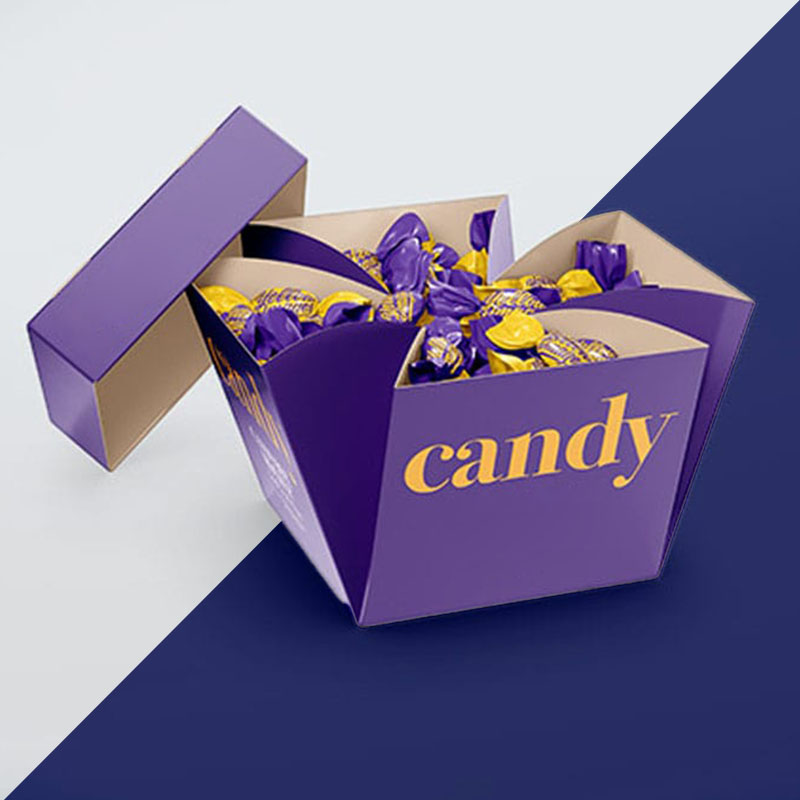 Candy Boxes opened to show the inside print and construction