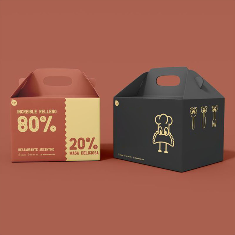 Cardboard Boxes with Handles — custom corrugated boxes by Packmio Close detail of the print finish on cardboard boxes with handles