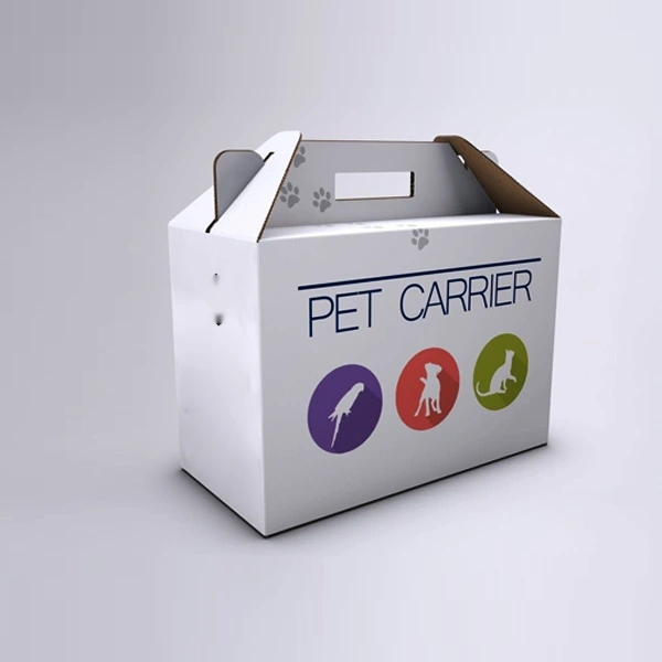 Cardboard Pet Carriers Boxes beside the product it was made to hold