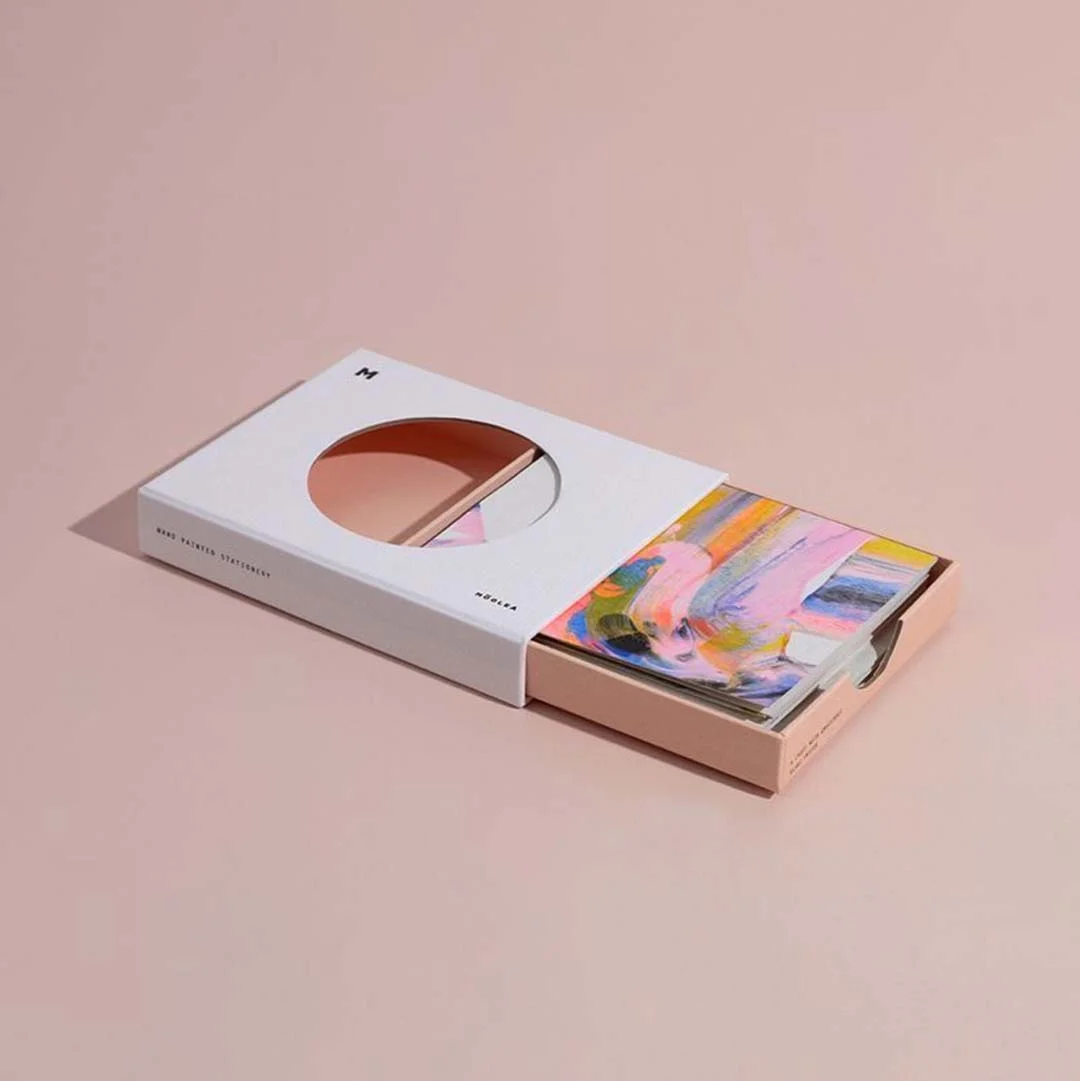 Cardboard Sleeve Boxes opened to show the inside print and construction