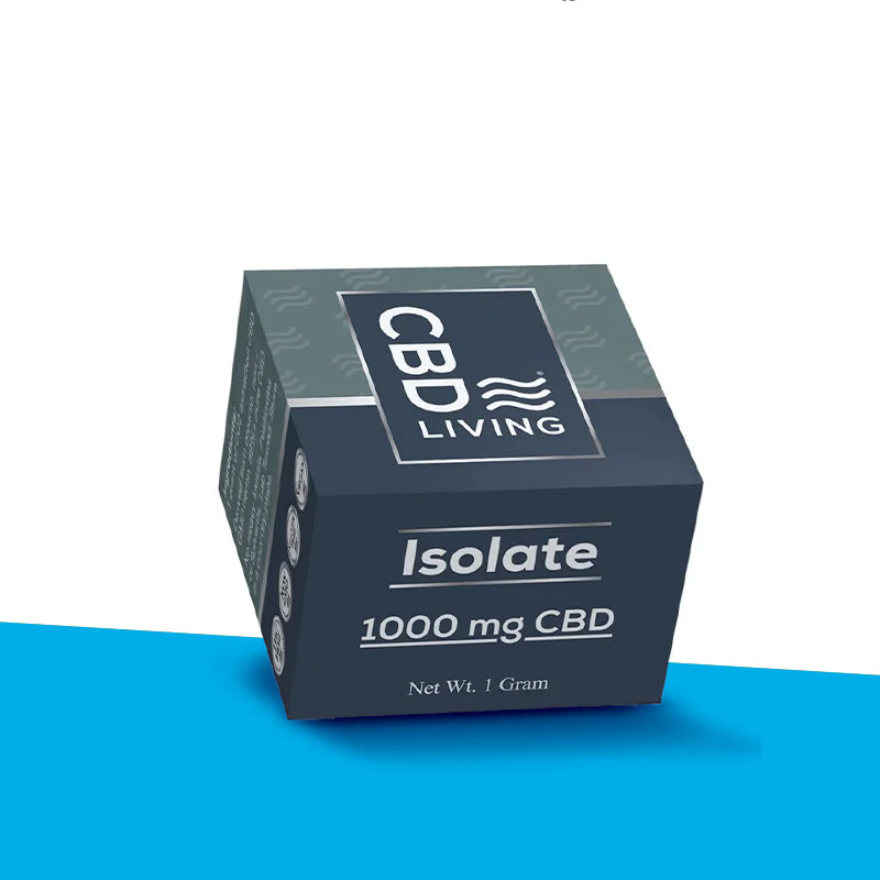 Cbd Isolate Boxes — custom cbd packaging by Packmio Cbd Isolate Boxes photographed at an angle to show the board thickness