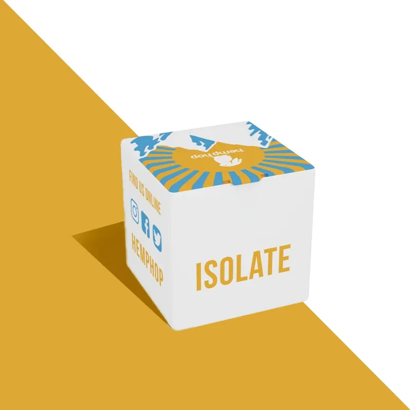 Cbd Isolate Boxes — custom cbd packaging by Packmio Cbd Isolate Boxes beside the product it was made to hold