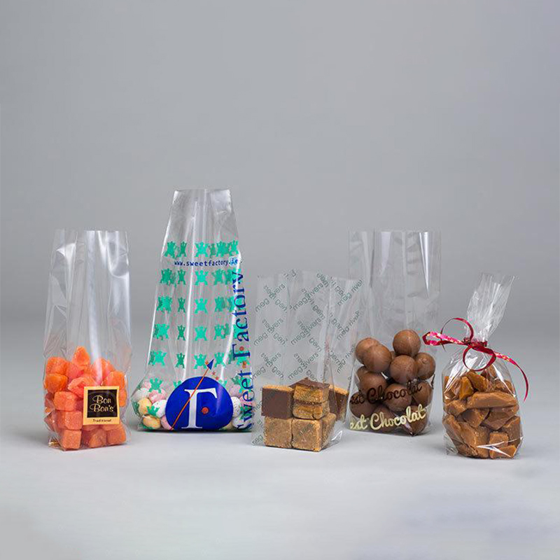 A stack of cellophane bags in a custom size