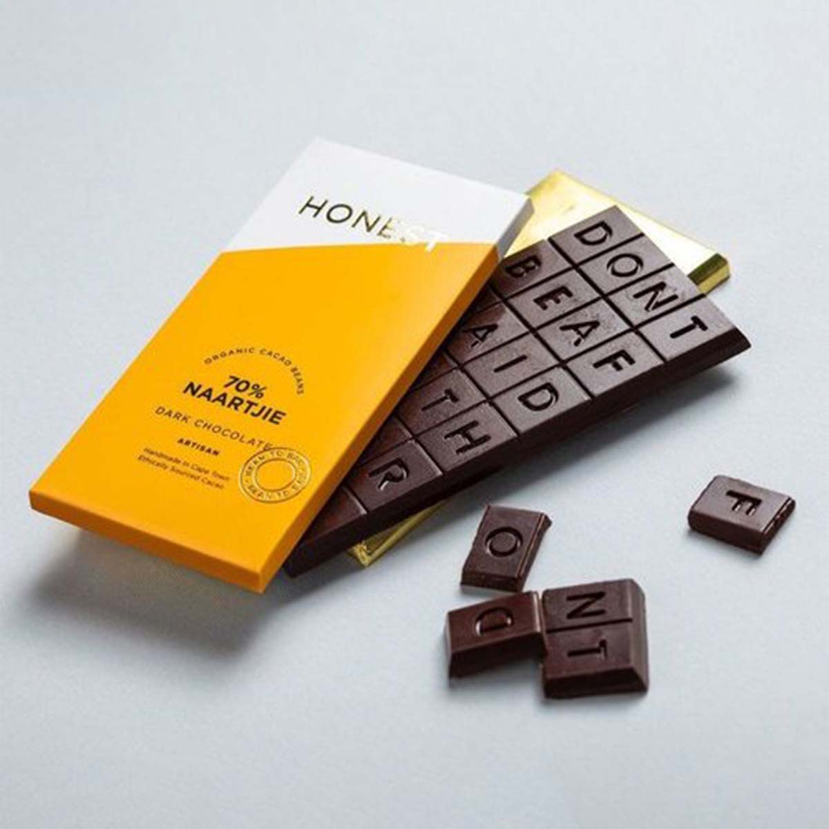 Chocolate Bar Boxes opened to show the inside print and construction