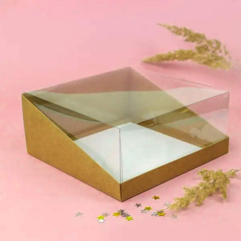 A stack of clear lid gift boxes in a custom size