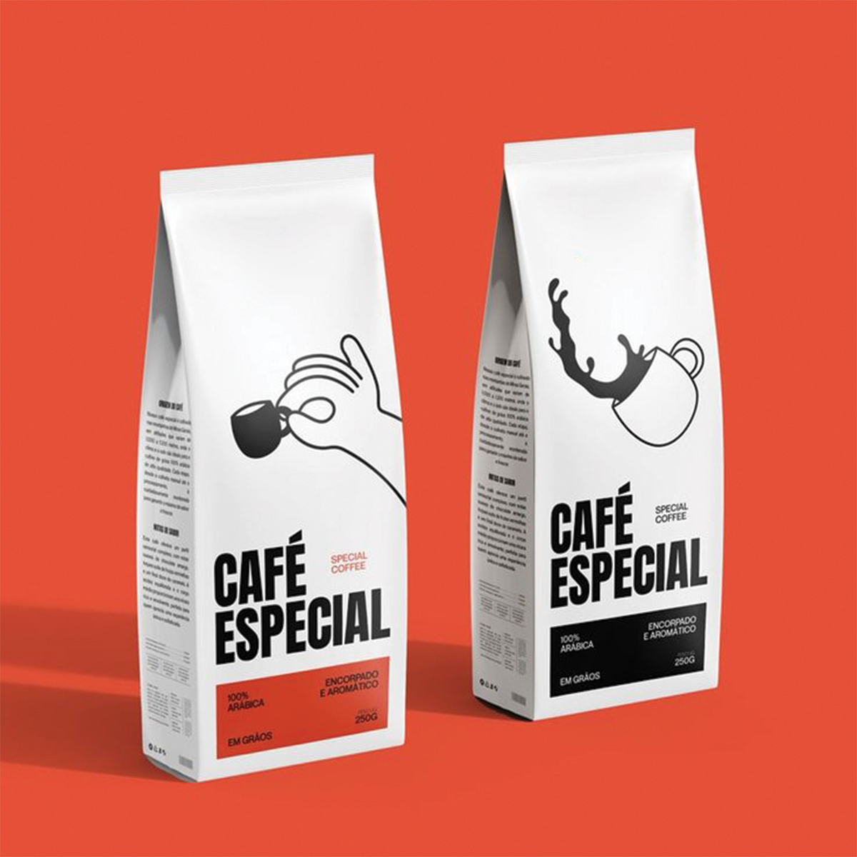 Close detail of the print finish on coffee bags