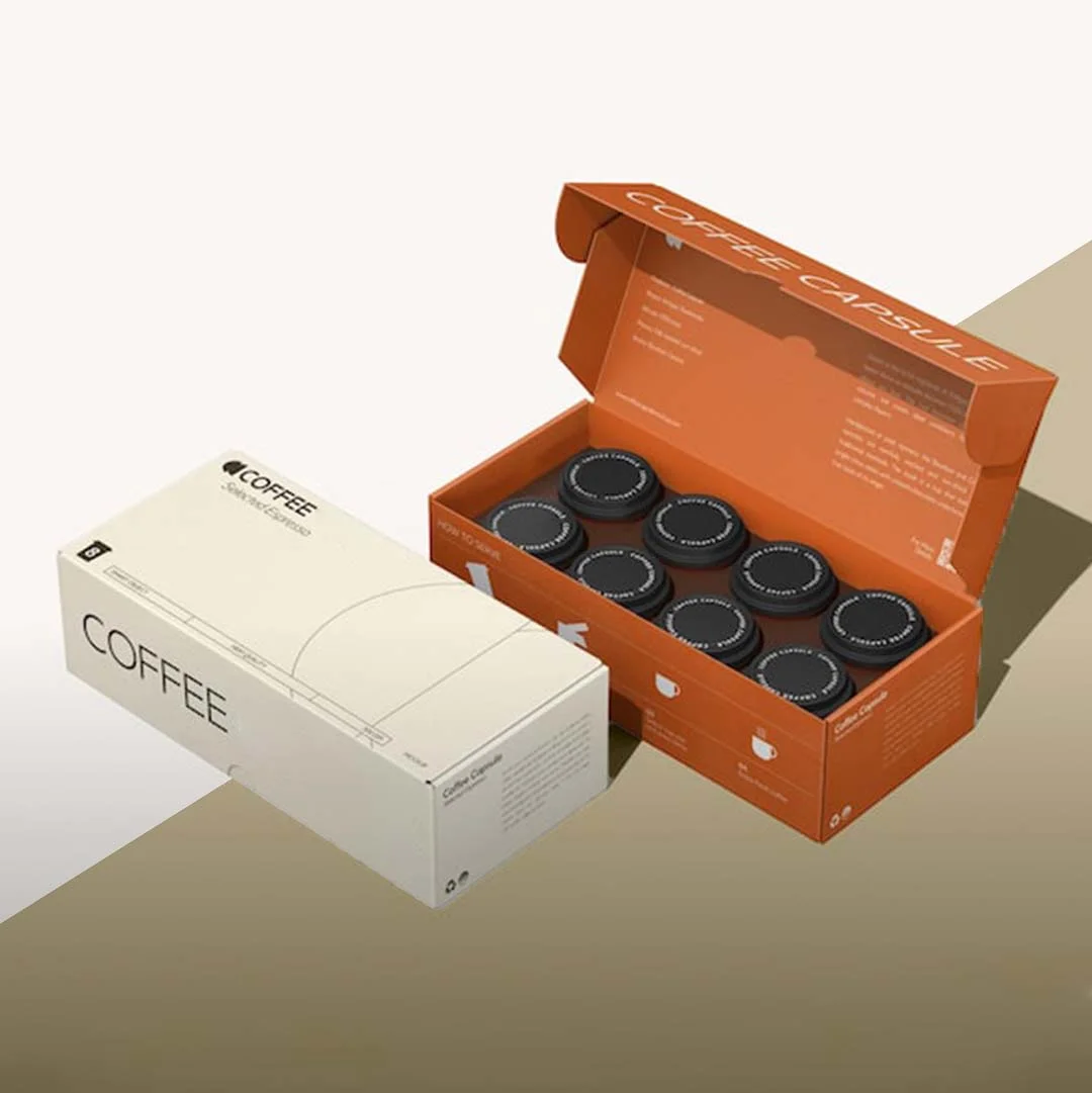 Coffee Pod Boxes — custom coffee packaging by Packmio Coffee Pod Boxes in use, packed and ready to ship