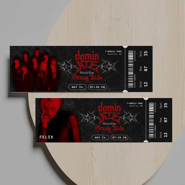 Concert Ticket — custom tickets and passes by Packmio Concert Ticket opened to show the inside print and construction
