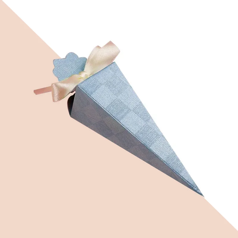 Cone Shaped Favor Boxes beside the product it was made to hold
