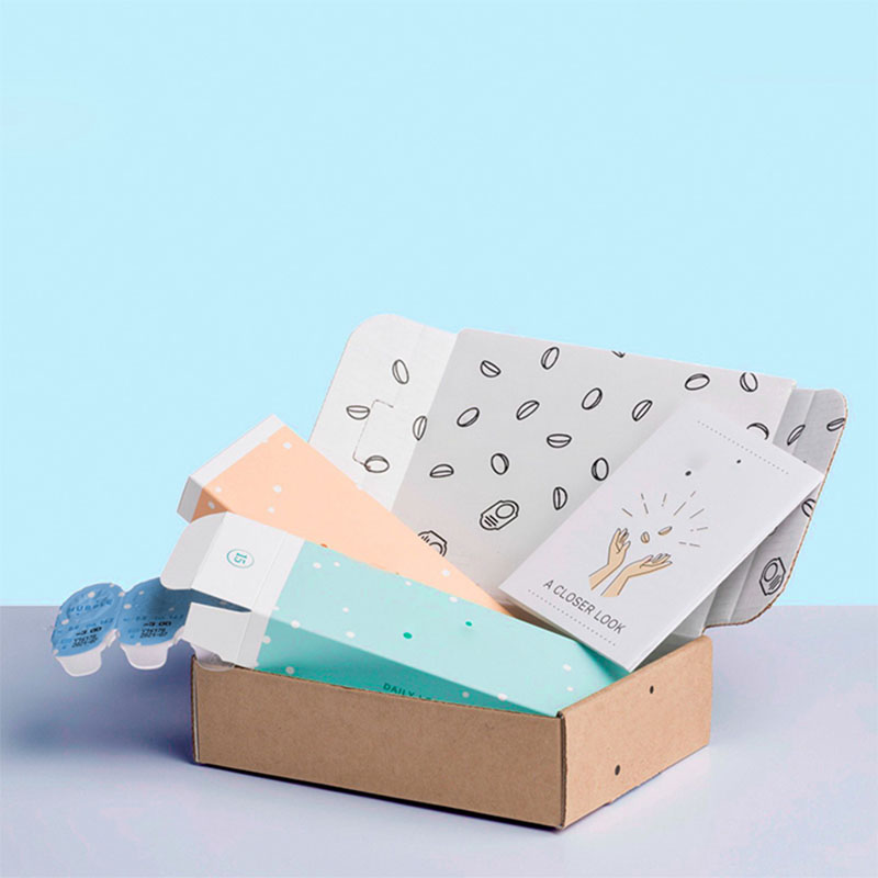 Contact Lens Boxes photographed at an angle to show the board thickness