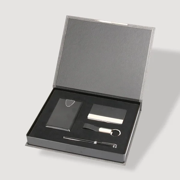 Corporate Gift Boxes opened to show the inside print and construction